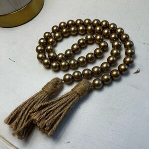 Gold Beaded Garland with Burlap Tassels